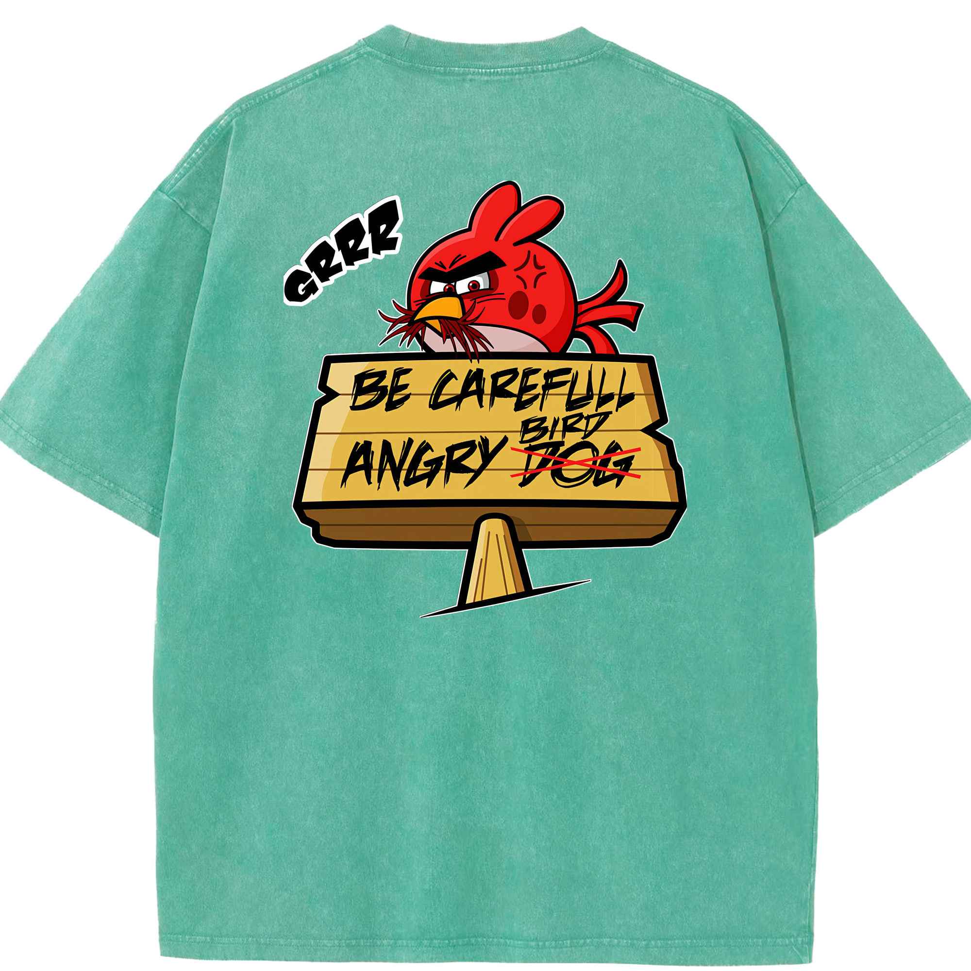 （画像用） Angry Birds アングリーバード 綿100% ヴィンテージ風 半袖Tシャツ（背面プリント）